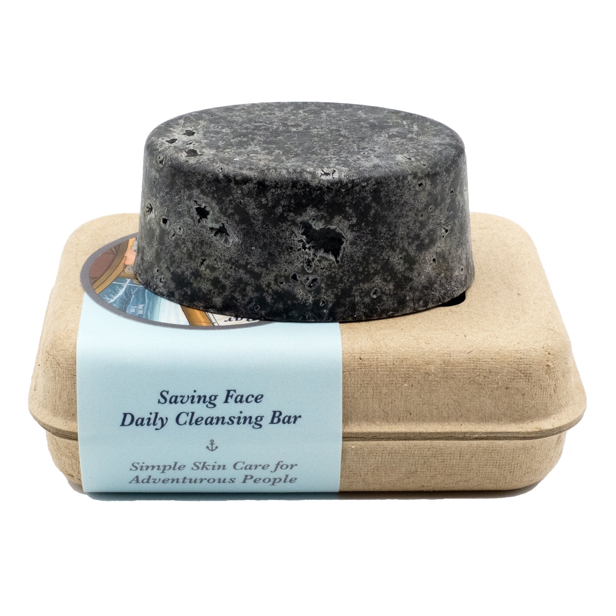 Handcrafted Organic Anti-Acne & Sensitive Skin Facial Charcoal Bar Soap Sitting on top of a box