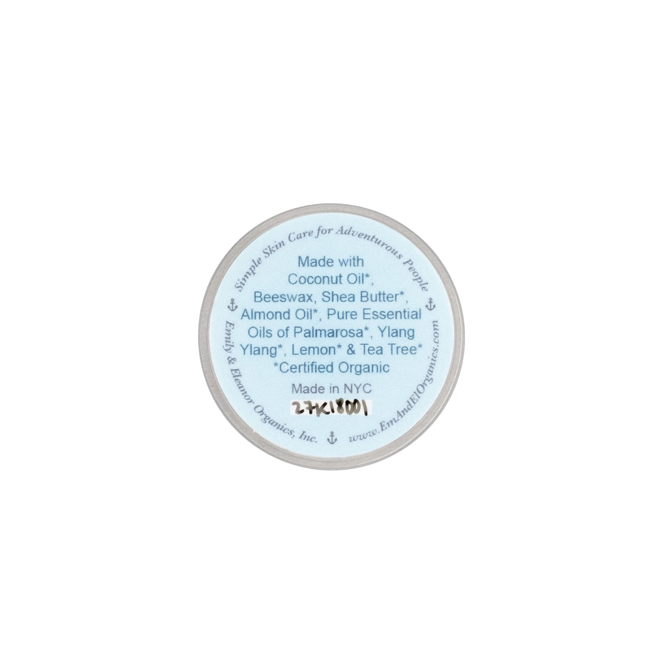 0.375 oz steel round tin of organic hand cream