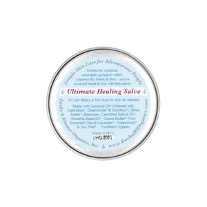 1.5 oz steel tin of organic healing salve for chapped lips, cracked skin and sunburns